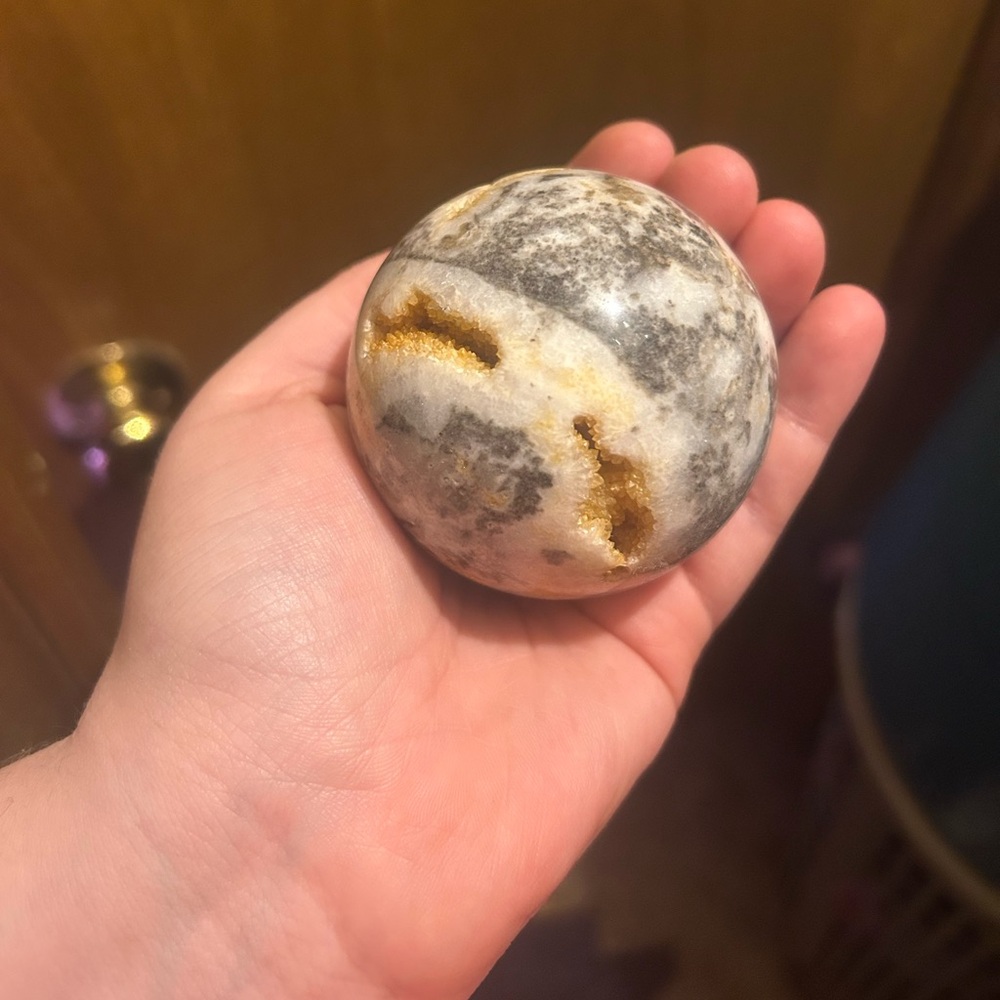 Druzy Zebra Agate Sphere